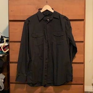 Beverly Hills Polo Club black dress shirt with pinstripe pattern